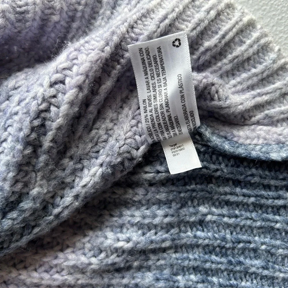 A New Day Ombre Chunky Ribbed‎ Knit Crewneck Sweater Grey Lavender XL